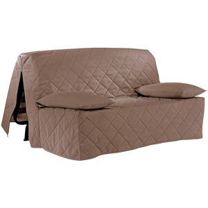 Blancheporte Housse canapé BZ coton bachette uni matelassé - Blancheporte Taupe Housse BZ matelassée : 190x140cm