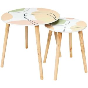 Blancheporte Tables gigognes, plateau motifs abstraits - Blancheporte Multicolore Lot de 2