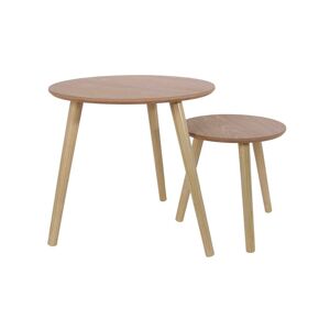 Blancheporte Tables gigognes en bois brut - Blancheporte Écru Lot de 2