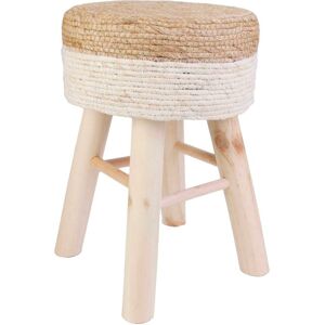 Blancheporte Tabouret avec assise bicolore tressée - Blancheporte Écru Unité