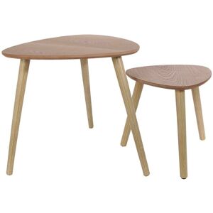 Blancheporte Tables gigognes en bois, plateau triangulaire - Blancheporte Écru Lot de 2