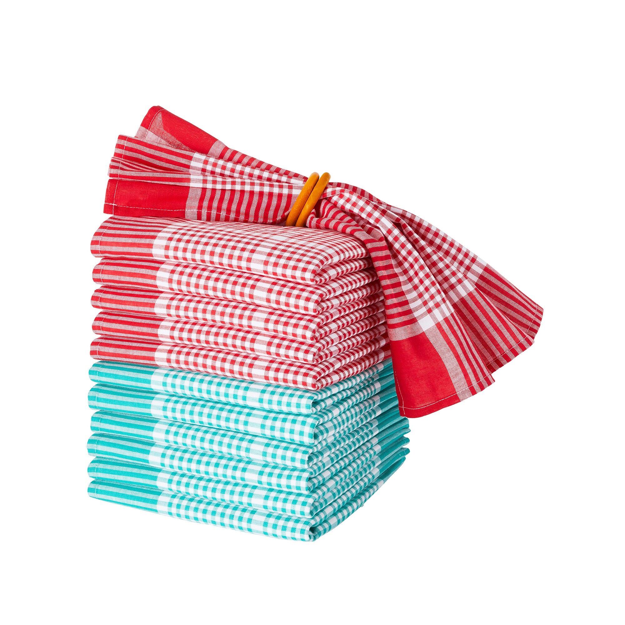 Blancheporte Serviette de table carreaux normand - lots - Blancheporte  - Turquoise - Size: Lot de 6 serviettes de table: 45x45cm - Woman