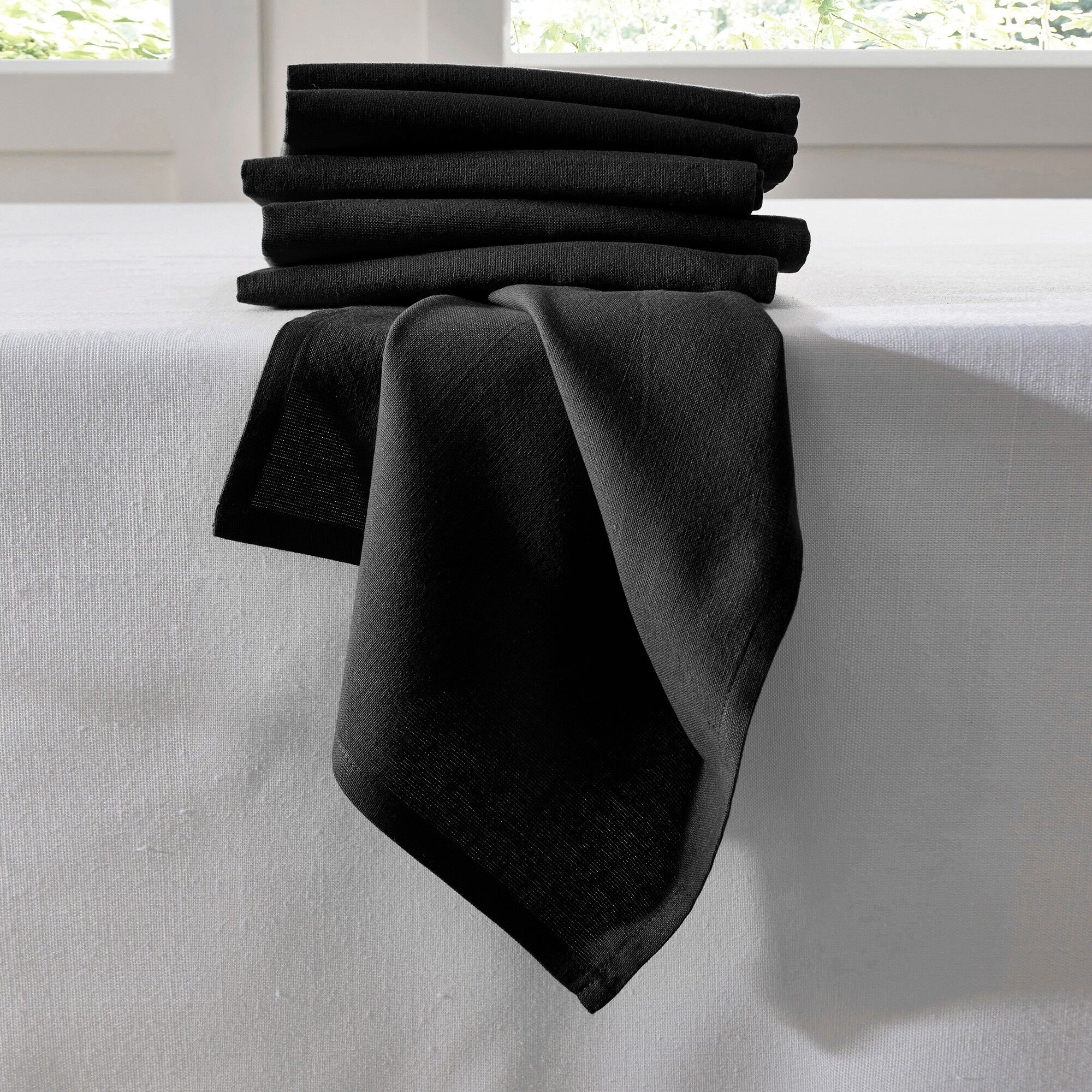 Serviette de table unie - lot de 6 - Blancheporte Noir Lot de 6 serviettes de table: 45x45cm