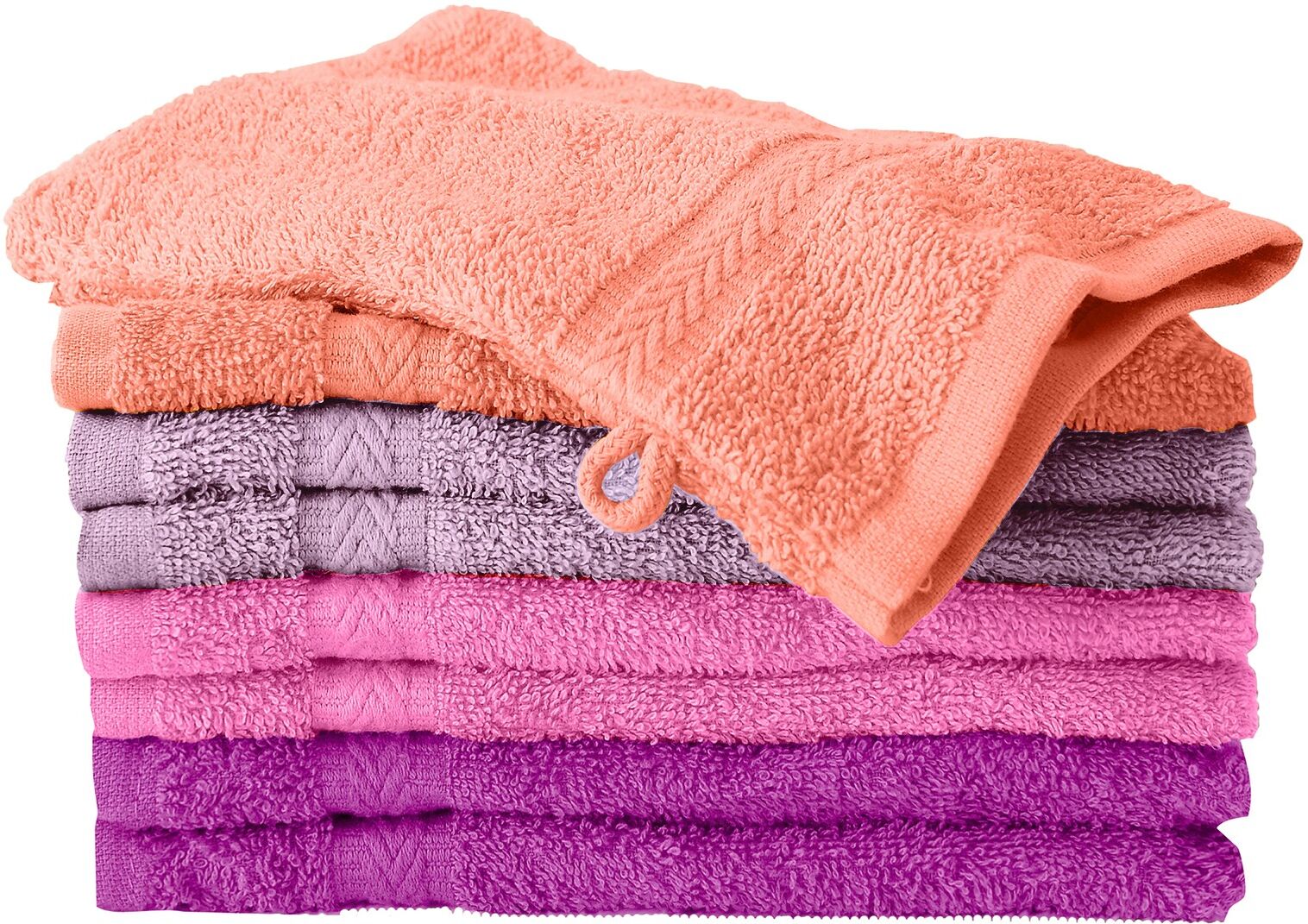 Blancheporte Gant de toilette camaïeu parme - lot de 8 - Colombine Orange/rose/vert/violet Lot de 8 gants