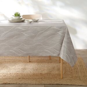 Blancheporte Nappe toile cirée imprimée vagues - Blancheporte Taupe Nappe ronde : diam 140cm