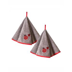 Blancheporte Torchons ronds éponge brodée coccinelle - Blancheporte Gris Lot de 2 torchons : diam 60cm