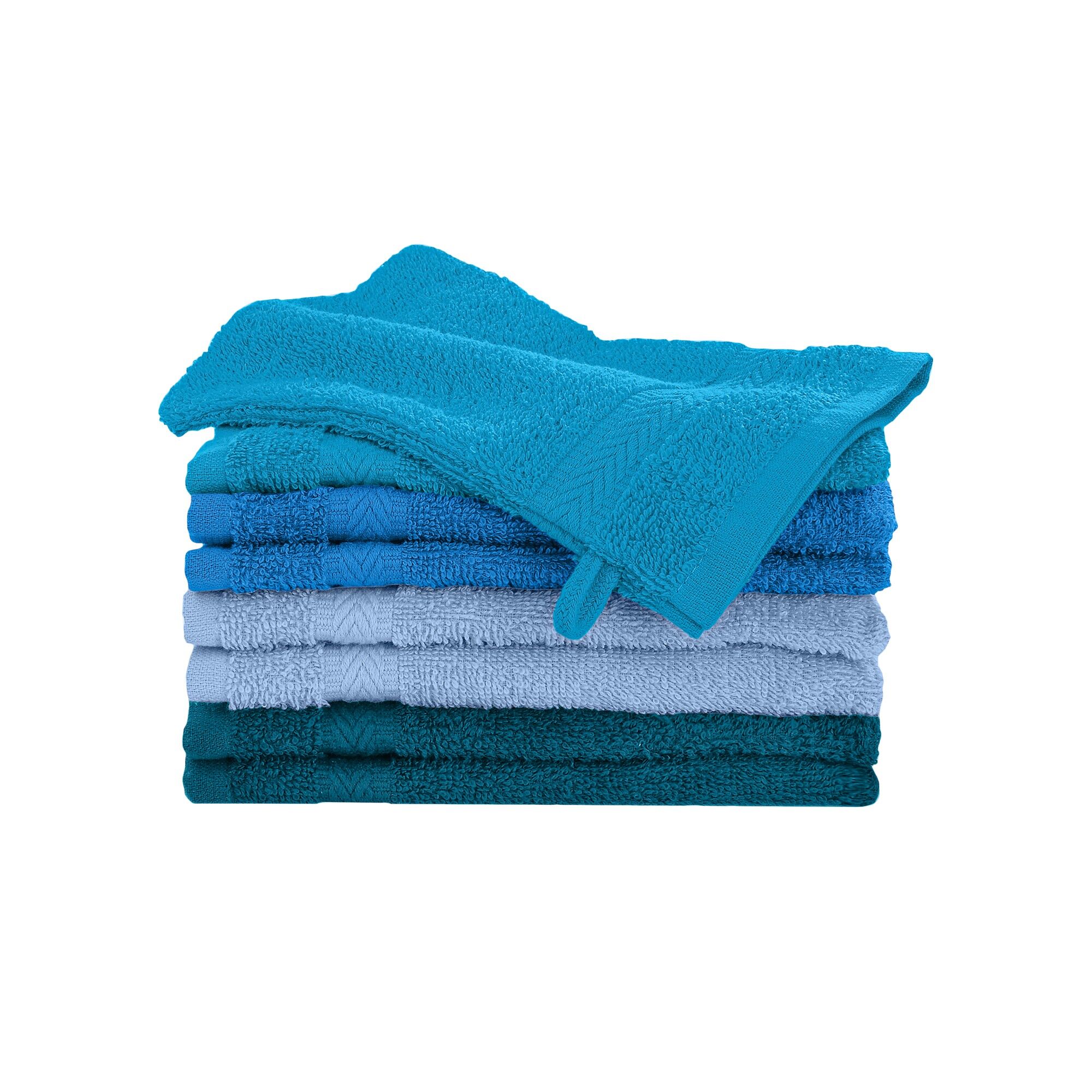 Blancheporte Gant de toilette coton camaïeu bleu - lot de 8 - Colombine Bleu Lot de 8 gants
