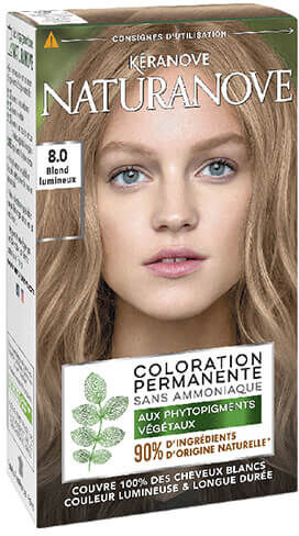 Coloration sans ammoniaque 8.0 Blond Lumineux Kéranove Naturanove