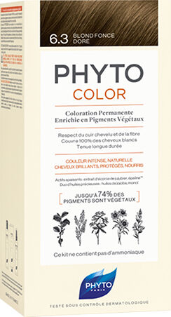 Kit Coloration Permanente 6.3 Blond Foncé Doré PHYTOCOLOR