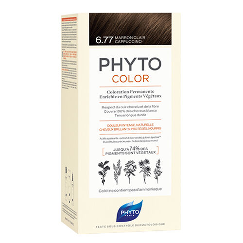 Phyto Kit Coloration Permanente 6.77 Marron Clair Cappuccino PHYTOCOLOR