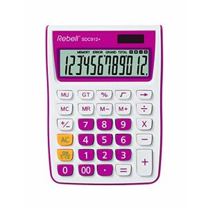 Unbekannt REBELL Calculatrice de re-Calculatrice sdc912pk sdc912, 12 chiffres pour le bureau et la maison, Dual Fonctionnement, rose - Publicité