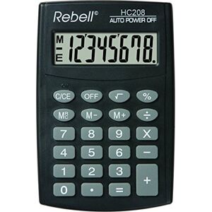 Rebell Calculatrice hc208 de re plus simple, affichage 8 chiffres écran LCD et triple fonction mémoire, Noir - Publicité