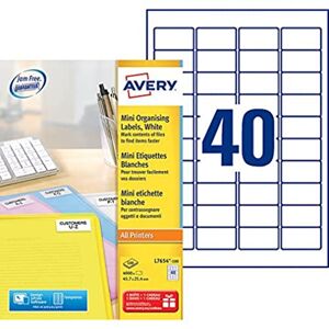 Avery Boite de 4000 étiquettes autocollantes, Personnalisables et imprimables, Format 45,7 x 25,4 mmImpression laser / jet d'encre, (L7654-100) - Publicité
