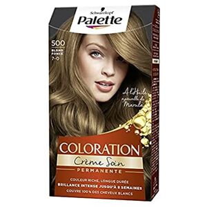 Schwarzkopf Palette Coloration Permanente Cheveux, Crème Soin, Couvre 100 Pour cent des Cheveux Blancs, Tenue 8 semaines, Blond Foncé 500, 1 Unité - Publicité