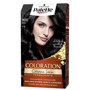 Schwarzkopf Palette Coloration Permanente Cheveux, Crème Soin, Couvre 100 pour cent des Cheveux Blancs, Tenue 8 semaines, Noir 900, 1 Unité - Publicité