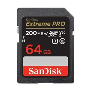 SanDisk 64 Go Extreme PRO carte SDXC + RescuePRO Deluxe, jusqu'à 200 Mo/s, UHS-I, Classe 10, U3, V30 - Publicité