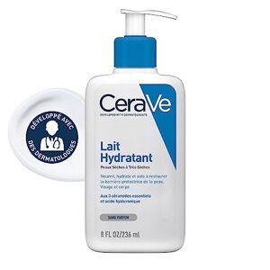 CeraVe Lait Crème Hydratante pour Corps & Visage 24h Nourrissante à l'Acide Hyaluronique pour Peaux Sèches à Très Sèches, 236 ml - Publicité