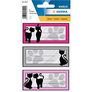 HERMA étiquettes 5522 de nom Manche pour l'école motif chat noir, format 7, 6 x 3, 5 cm Contenu par Contenu : 9 étiquettes - Publicité