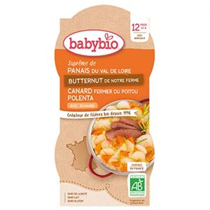 BabyBio Bols Panais Courge Butternut Canard Fermier du Poitou 2x200 g 12+ Mois BIO - Publicité