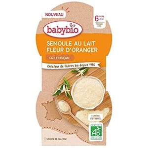 BabyBio Dessert lacté Semoule au lait Fleur d'Oranger 6+ mois 2 x 100g - Publicité