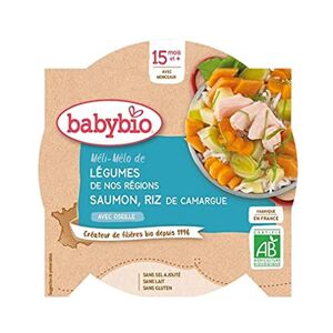 BabyBio Assiette Méli-Mélo de Légumes au Saumon Riz 260 g 15+ Mois BIO - Publicité
