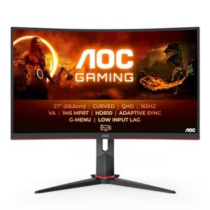 AOC Gaming CQ27G2S Moniteur incurvé 27 Zoll QHD, FreeSync Premium (2560x1440, 165 Hz, HDMI 2.0, DisplayPort 1.2) noir/rouge - Publicité