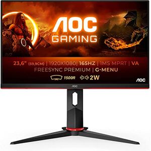 AOC Gaming C24G2AE Moniteur incurvé FHD 24 pouces, 165 Hz, MPRT 1 ms, VA, AMD FreeSync, haut-parleurs, faible décalage d'entrée (1920 x 1080 @ 165 Hz, 250 cd/m², HDMI/DP/VGA) - Publicité