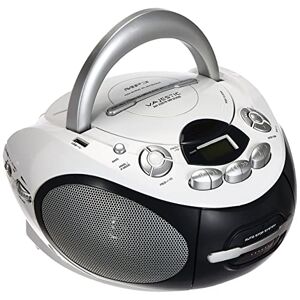 Majestic AH 2387R MP3 USB – Box Portable avec Lecteur CD/MP3, entrée USB, enregistreur Cassette et Prise Casque, Blanc - Publicité