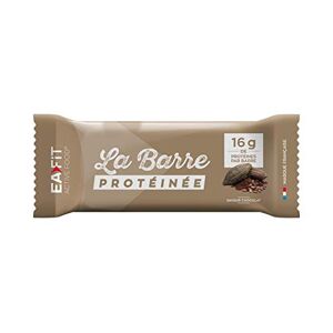 Eafit La Barre Protéinée Saveur Chocolat Enrobée de chocolat au lait 16g de protéines par barre 5,5g de MG faible en sucre 12 vit et minéraux Certifiée Anti-dopage - Publicité
