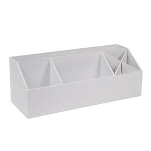 Bigso Box of Sweden Desk Organiser with 4 Compartments Organiser for Notes, Paper Clips, Pens etc. Fibreboard and Paper in Linen Look (White) - Publicité