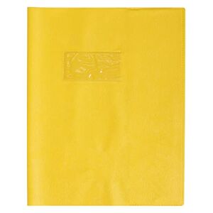 Calligraphe 72004C Un Protège-Cahier Grain Cuir Jaune soleil 17x22 cm 22/100ème avec Porte-Étiquette PVC Opaque - Publicité