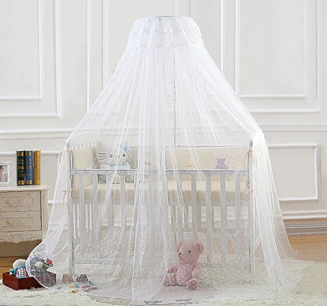 AVOSDIM Moustiquaire ciel de lit pour lit bébé tissu Jacquard Déco blanc