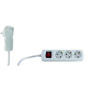 Rev 3-Way Multiple Socket With Flat Connector Με Διακοπτη 2m White