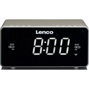 Lenco Cr-530 Radio Controlled Stereo Clock Radio With 1.2&#039;&#039; White Display Taupe