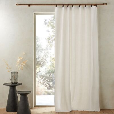 Λευκός λινός curtain - Private με επένδυση και δαχτυλίδια από τεχνητό δέρμα Λευκός λινός curtain - Private με επένδυση και δαχτυλίδια από τεχνητό δέρμα