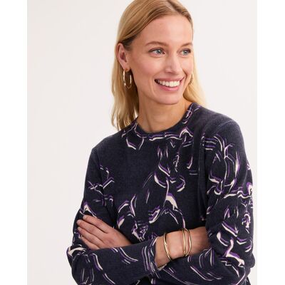 Anne Weyburn Πουλόβερ Με Στρογγυλή Λαιμόκοψη Από Λεπτή Και Απαλή Πλέξη Με Φλοράλ Μοτίβο Μπλε Large Anne Weyburn Πουλόβερ Με Στρογγυλή Λαιμόκοψη Από Λεπτή Και Απαλή Πλέξη Με Φλοράλ Μοτίβο Μπλε Large