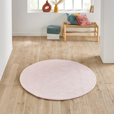 LA REDOUTE INTERIEURS Στρογγυλό χαλί από βαμβάκι - 160cm - Ροζ - Χαλί LA REDOUTE INTERIEURS Στρογγυλό χαλί από βαμβάκι - 160cm - Ροζ - Χαλί