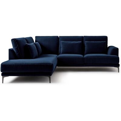 Am.Pm Γωνιακός Καναπές Από Βελούδο Μ222xπ258xυ83cm Μπλε Δεξιός, Αριστερός Am.Pm Γωνιακός Καναπές Από Βελούδο Μ222xπ258xυ83cm Μπλε Δεξιός, Αριστερός