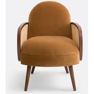 La Redoute Interieurs Πολυθρόνα Από Βελούδο Και Ψάθα Π59cm Καφε One Size La Redoute Interieurs Πολυθρόνα Από Βελούδο Και Ψάθα Π59cm Καφε One Size