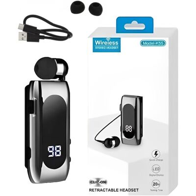 OEM Ακουστικό Bluetooth Handsfree In-ear Πέτου με Δόνηση και Κλιπ K-55 Ασημί OEM Ακουστικό Bluetooth Handsfree In-ear Πέτου με Δόνηση και Κλιπ K-55 Ασημί