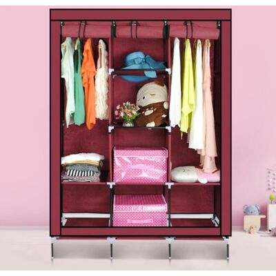 OEM Υφασμάτινη Ντουλάπα με Ράφια 130x45x175cm Κόκκινη OEM Υφασμάτινη Ντουλάπα με Ράφια 130x45x175cm Κόκκινη