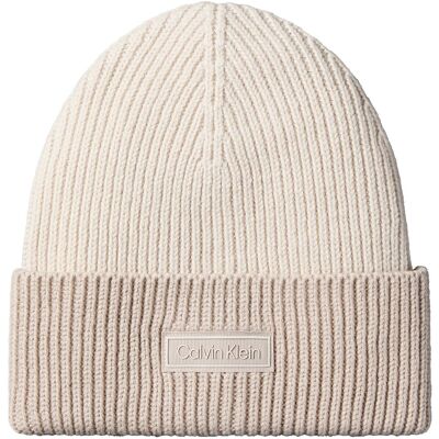 Σκούφος Calvin Klein Jeans Patch Wool Chunky Rib Beanie Άσπρο One Size Σκούφος Calvin Klein Jeans Patch Wool Chunky Rib Beanie Άσπρο One Size