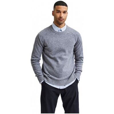 Πουλόβερ Selected Wool Jumper New Coban - Medium Grey Melange Grey Large αρσενικός Πουλόβερ Selected Wool Jumper New Coban - Medium Grey Melange Grey Large αρσενικός