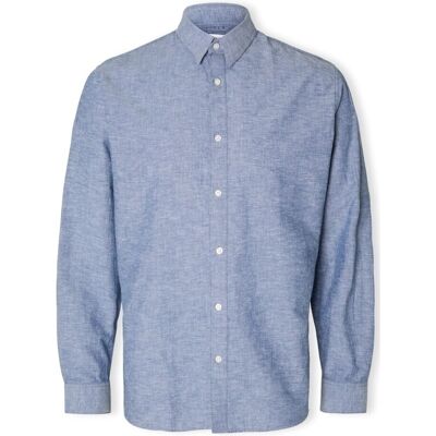 Πουκάμισο με μακριά μανίκια Selected Noos Slimnew-linen Shirt L/S - Medium Blue Denim Μπλέ Small αρσενικός Πουκάμισο με μακριά μανίκια Selected Noos Slimnew-linen Shirt L/S - Medium Blue Denim Μπλέ Small αρσενικός