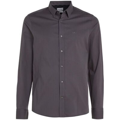 Πουκάμισο με μακριά μανίκια Calvin Klein Jeans Poplin Stretch Slim Grey Extra Small αρσενικός Πουκάμισο με μακριά μανίκια Calvin Klein Jeans Poplin Stretch Slim Grey Extra Small αρσενικός