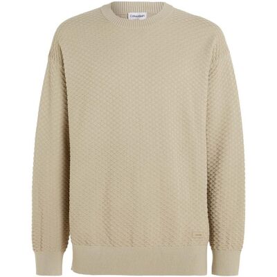 Αθλητικό T-shirt Calvin Klein Jeans Texture Crew Neck Sw Beige Large Αθλητικό T-shirt Calvin Klein Jeans Texture Crew Neck Sw Beige Large