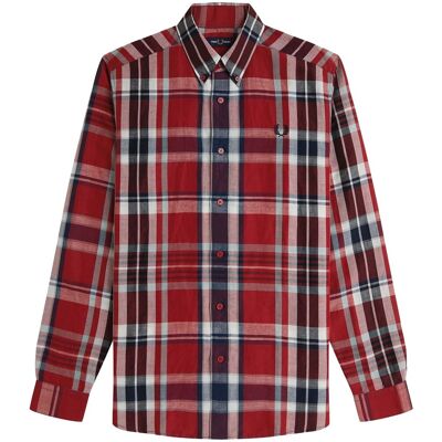 Πουκάμισο με μακριά μανίκια Fred Perry Fp Madras Check Shirt Red Extra Large αρσενικός Πουκάμισο με μακριά μανίκια Fred Perry Fp Madras Check Shirt Red Extra Large αρσενικός