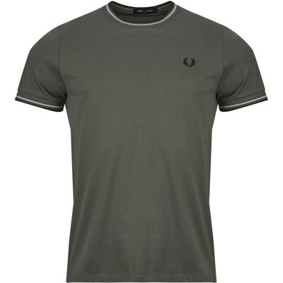 T-shirt με κοντά μανίκια Fred Perry TWIN TIPPED T-SHIRT Green Large αρσενικός T-shirt με κοντά μανίκια Fred Perry TWIN TIPPED T-SHIRT Green Large αρσενικός