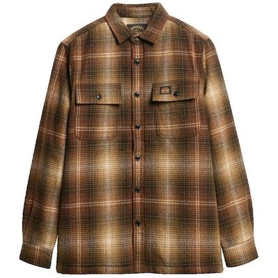 Πουκάμισο με μακριά μανίκια Superdry Surchemise Wool Miller Marron Homme Brown Extra Large αρσενικός Πουκάμισο με μακριά μανίκια Superdry Surchemise Wool Miller Marron Homme Brown Extra Large αρσενικός