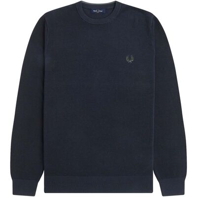 Πουλόβερ Fred Perry Fp Pique Stitch Jumper Μπλέ Large αρσενικός Πουλόβερ Fred Perry Fp Pique Stitch Jumper Μπλέ Large αρσενικός